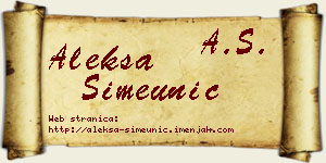 Aleksa Simeunić vizit kartica